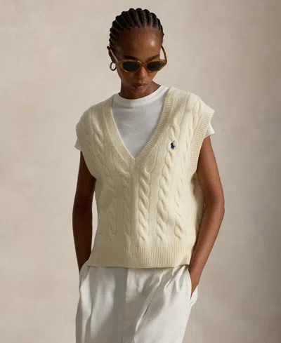 Polo Ralph Lauren Women's Sleeveless V-neck Sweater Vest In White