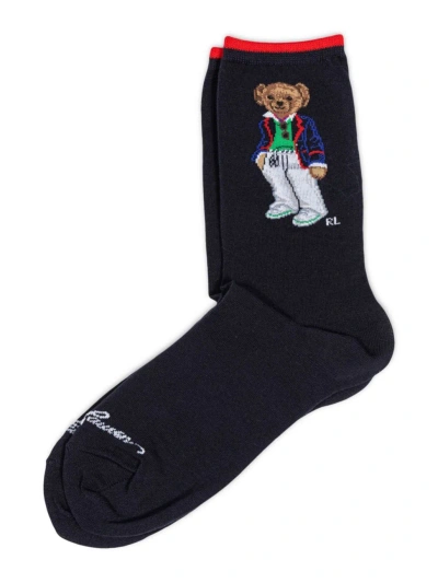 Polo Ralph Lauren Women's Spring Bear Cotton-blend Slack Socks In Navy