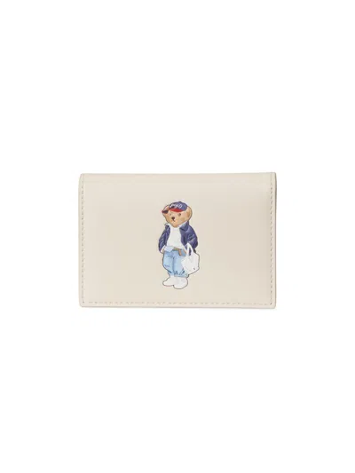 Polo Ralph Lauren Women's Spring Bear Leather Card Case In Sand