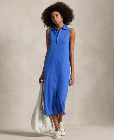Polo Ralph Lauren Women's Stretch-cotton Sleeveless Polo Dress In Maidstone Blue