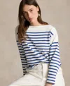 Polo Ralph Lauren Women's Striped Boat Neck Mariner T-shirt In White