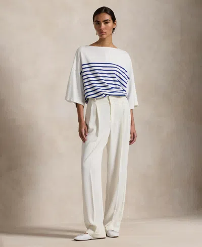 Polo Ralph Lauren Women's Striped Boatneck Mariner Tee In Sapphire,white