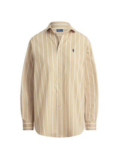 Polo Ralph Lauren Women's Striped Button-front Cotton Shirt In Neutral