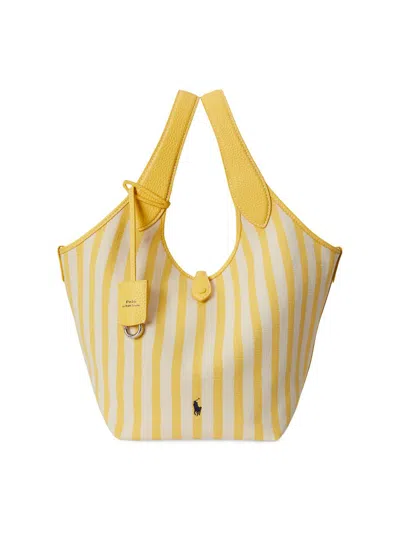 Polo Ralph Lauren Women's Striped Canvas & Leather Tote Bag