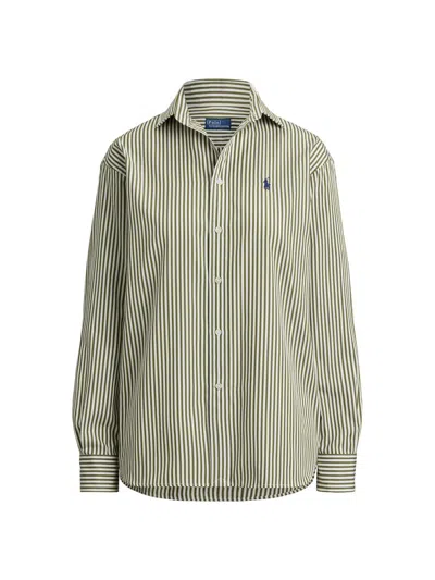 Polo Ralph Lauren Striped Collared Shirt In Green