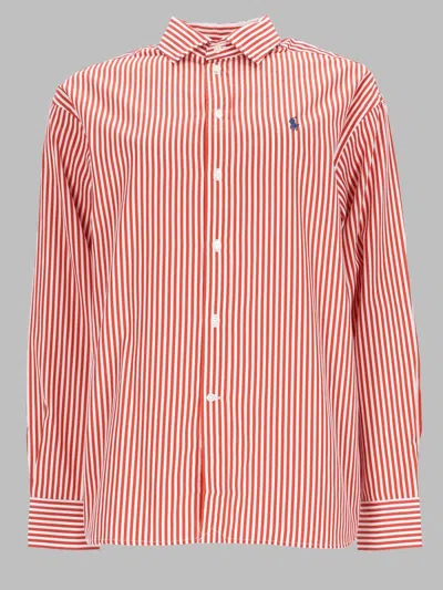 Polo Ralph Lauren Striped Long Sleeve Tailored Shirt Regular Fit In Orange
