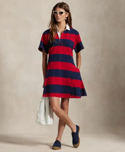POLO RALPH LAUREN WOMEN'S STRIPED COTTON JERSEY RUGBY DRESS