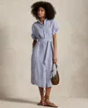 Polo Ralph Lauren Dress Waist Tie Striped Pattern In White Royal