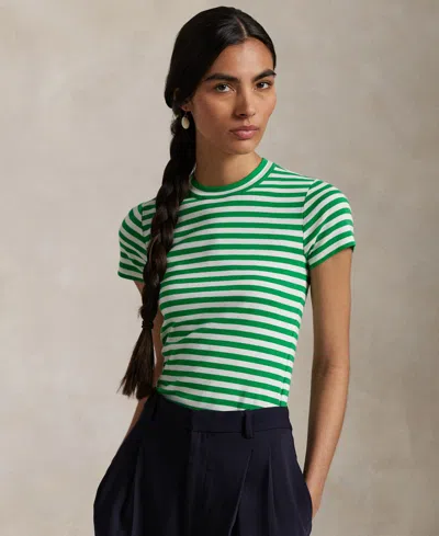 POLO RALPH LAUREN WOMEN'S STRIPED RIBBED COTTON CREWNECK TEE
