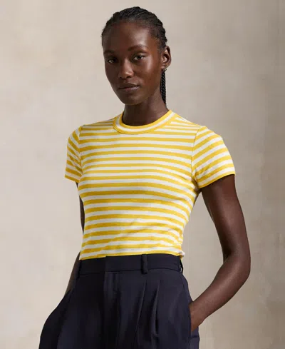 POLO RALPH LAUREN WOMEN'S STRIPED RIBBED COTTON CREWNECK TEE