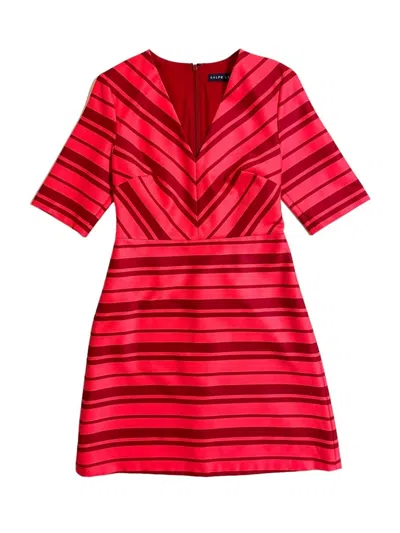 Polo Ralph Lauren Women's Striped V-neck A Line Dress In Red