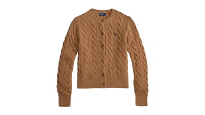 Pre-owned Polo Ralph Lauren Women's Sweater Cardigan In Collection Camel Melange