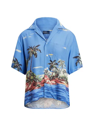 Polo Ralph Lauren Women's Tropical-printed Button-down Shirt In Blue