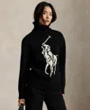 Polo Ralph Lauren Polo-player Intarsia Wool Sweater In Black