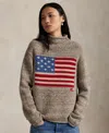 Polo Ralph Lauren Wool-blend Embroidered Flag Sweater In Brown