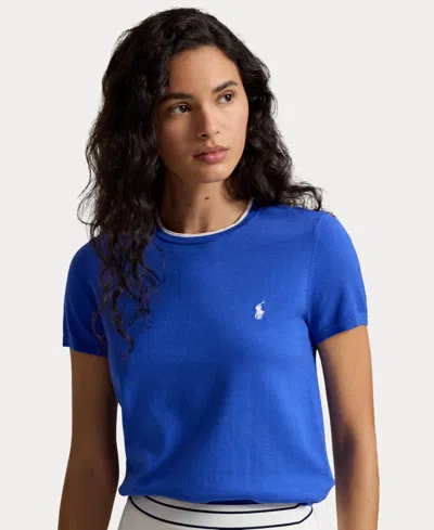 Polo Ralph Lauren Women's Us Open Crew-neck Short-sleeve Sweater In New Iris Multi