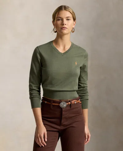 Polo Ralph Lauren Women's V-neck Pull-on Sweater In Green