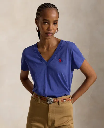 Polo Ralph Lauren Women's V-neck Short-sleeve T-shirt In Blue