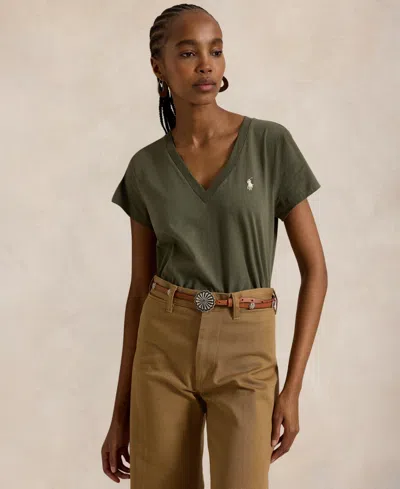 Polo Ralph Lauren Women's V-neck Short-sleeve T-shirt In Green