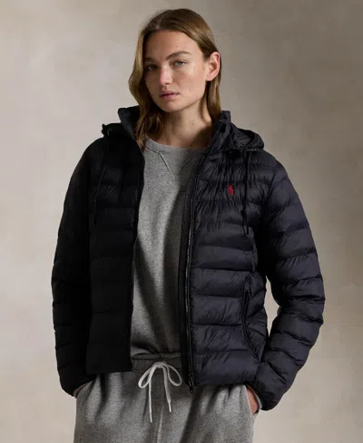 Polo Ralph Lauren Women's Water-resistant Packable Hooded Jacket In Black