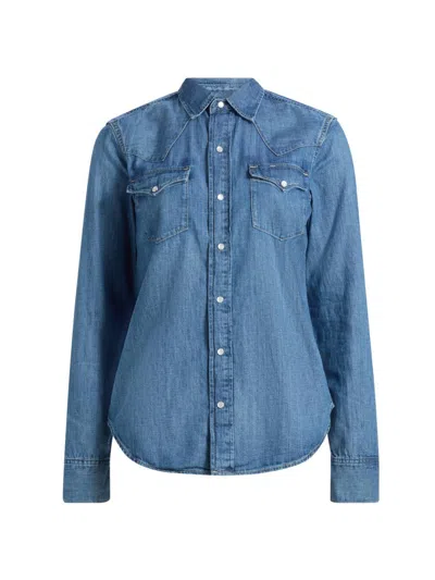 Polo Ralph Lauren Women's Western Denim Button-front Shirt In Gray
