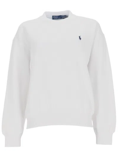 Polo Ralph Lauren Women White Logo Crew Neck Sweatshirt