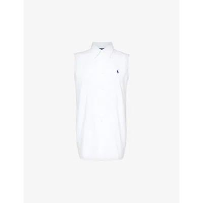 Polo Ralph Lauren Womens White Logo-embroidered Cotton-poplin Shirt
