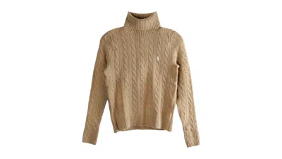 Pre-owned Polo Ralph Lauren Women's Wool Cashmere Long Sleeve Pullover In Camel Melange