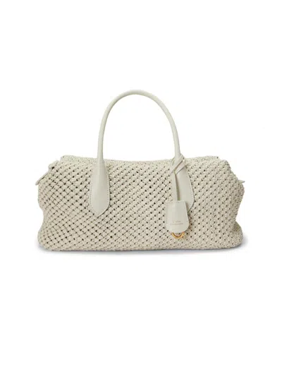 Polo Ralph Lauren Women's Woven Leather Convertible Satchel In White