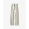 Polo Ralph Lauren Nylon Crinkle Wide Leg Pants Stripe White Black