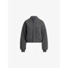 Polo Ralph Lauren Womens Antique Heather Logo-embroidered Cable-knit Wool And Cashmere-blend Bomber Jacket In Gray
