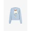 Polo Ralph Lauren Bear Graphic Knit Crew Neck In Chambray Marl