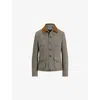 Polo Ralph Lauren Wool-blend Herringbone Suede-trim Jacket In Gray