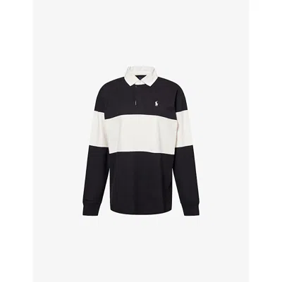 Polo Ralph Lauren Womens Contrast-panel Long-sleeves Cotton-jersey Rugby Shirt Black/white