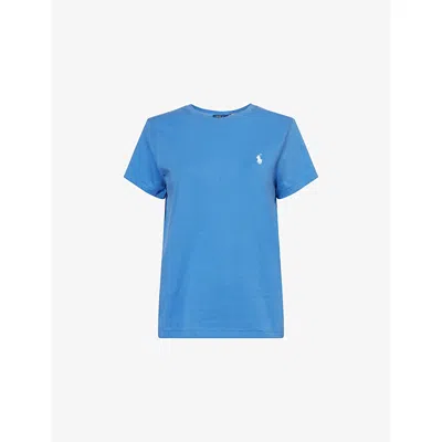 Polo Ralph Lauren Womens Retreat Blue Brand-embroidery Round-neck Cotton-jersey T-shirt Xs