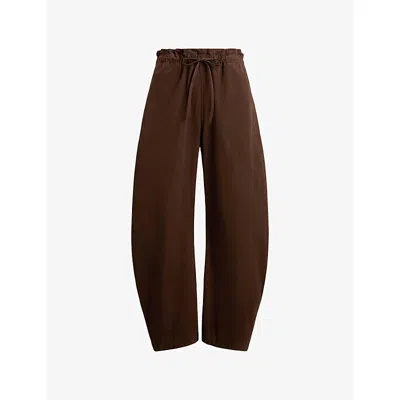 Polo Ralph Lauren Womens Brown Elasticated-waist Tapered-leg Cotton Trousers