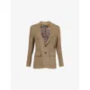Polo Ralph Lauren Womens Brown/cream Herringbone Herringbone Single-breasted Linen, Silk And Wool Blazer In Brown/cream Herringbone