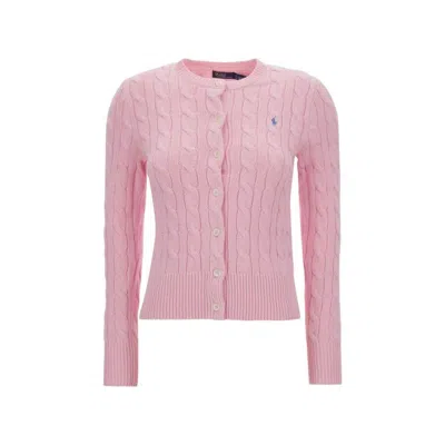 Polo Ralph Lauren Cardigan In Cotone A Trecce In Pink