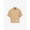 Polo Ralph Lauren Womens Camel Logo-embroidered Short-sleeve Linen Shirt Xl