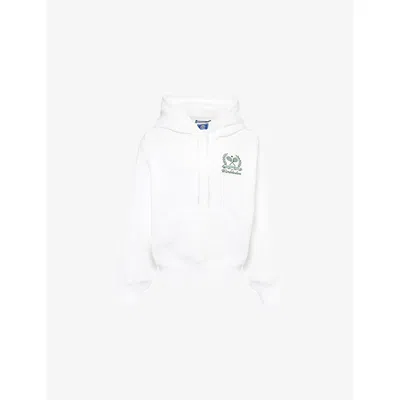 Polo Ralph Lauren Womens Ceramic White  X Wimbledon Kangaroo-pocket Relaxed-fit Cotton-blend Hoody Xs