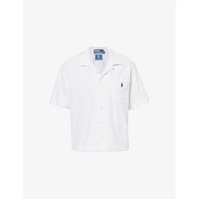 Polo Ralph Lauren Womens Ceramic White  X Wimbledon Polo Pony Jacquard Towelling Shirt