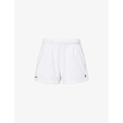 Polo Ralph Lauren Womens Ceramic White  X Wimbledon Polo Pony Jacquard Towelling Shorts