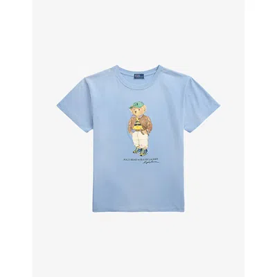 Polo Ralph Lauren Womens Chambray Blue Polo Bear Relaxed-fit Cotton-jersey T-shirt