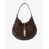 Polo Ralph Lauren Womens Polo Id Small Suede Shoulder Bag Chocolate In Brown