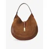 Polo Ralph Lauren Womens Polo Id Large Suede Shoulder Bag Cinnamon/cuoio In Brown