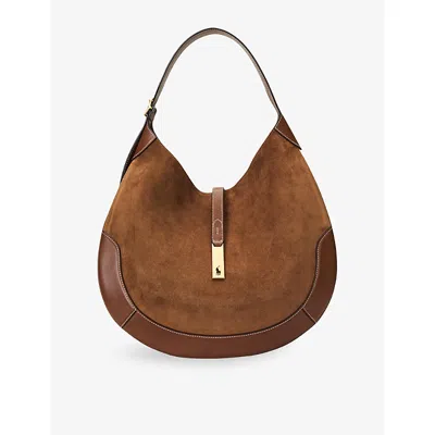 Polo Ralph Lauren Womens Polo Id Large Suede Shoulder Bag Cinnamon/cuoio In Brown