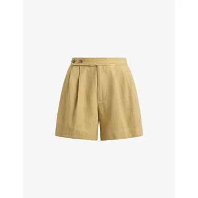 Polo Ralph Lauren Womens Classic Camel High-rise Relaxed-fit Linen Shorts In Brown