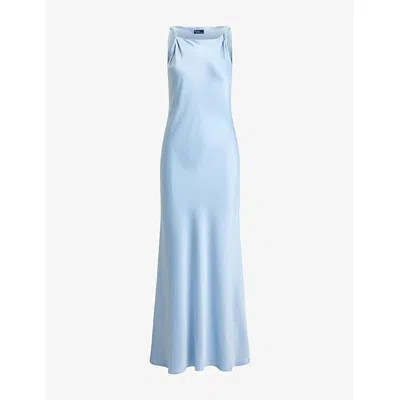 Polo Ralph Lauren Womens Cold Springs Twisted-strap Sleeveless Satin Maxi Dress In Blue