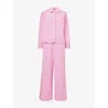 Polo Ralph Lauren Womens College Pink Stripe Stripe Whip-stitch Cotton Pyjama Set In Pink