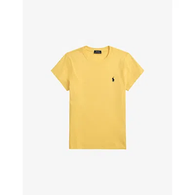 Polo Ralph Lauren Womens Collegiate Yellow Brand-embroidered Short-sleeved Cotton-jersey T-shirt